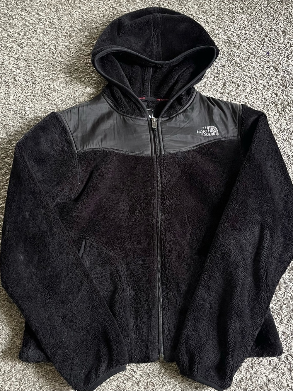 The North Face Black Osito Fuzzy Fleece Zip Up Hoodie Sweatshirt Medium